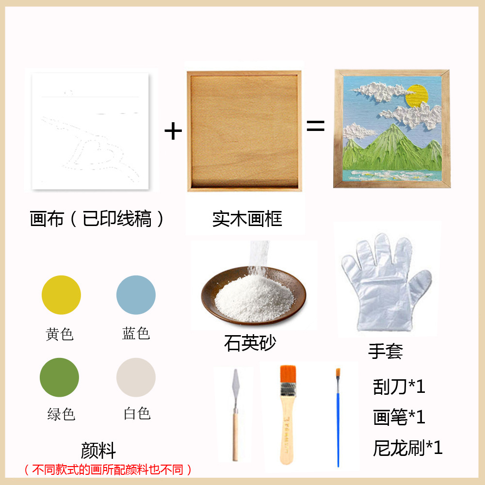 Picture of Solid wood picture frame diy handmade texture painting material package creative three-dimensional relief painting hand-painted digital oil painting decorative painting