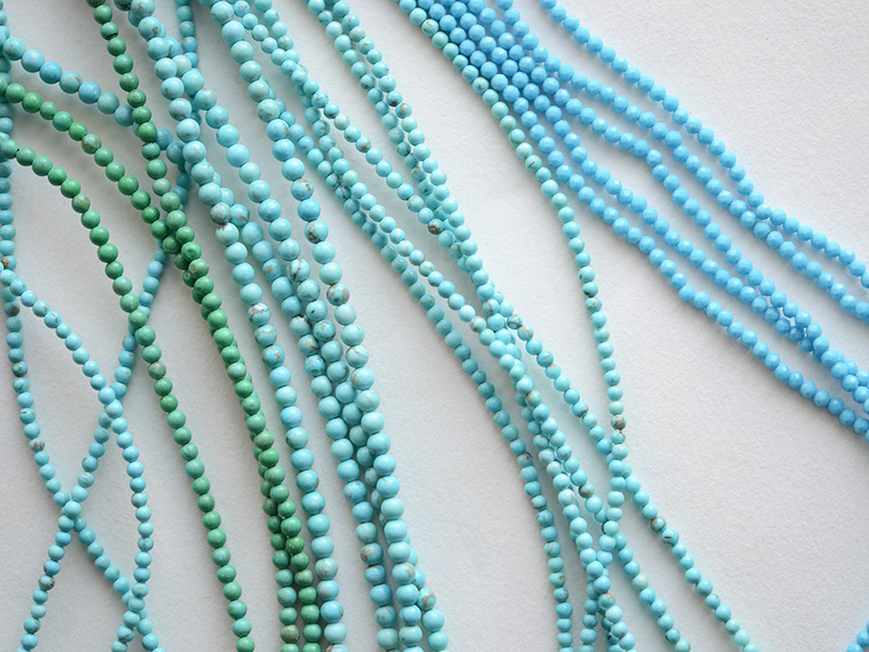 Za06 Turquoise Blue Turquoise Beads Mini Round Beads Handmade Beaded Necklace Bracelet Accessories Material 1 Piece