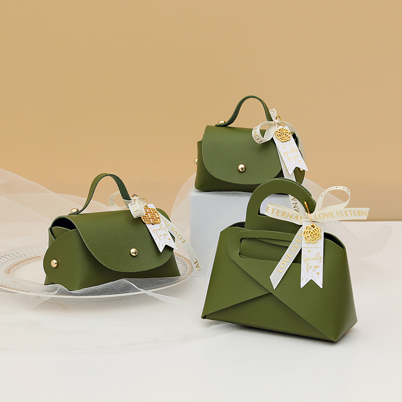 Picture of European Creative Wedding Candy Box Leather Ins Style Satchel Wedding Candy Bag Wedding Souvenir Gift Candy Gift Box
