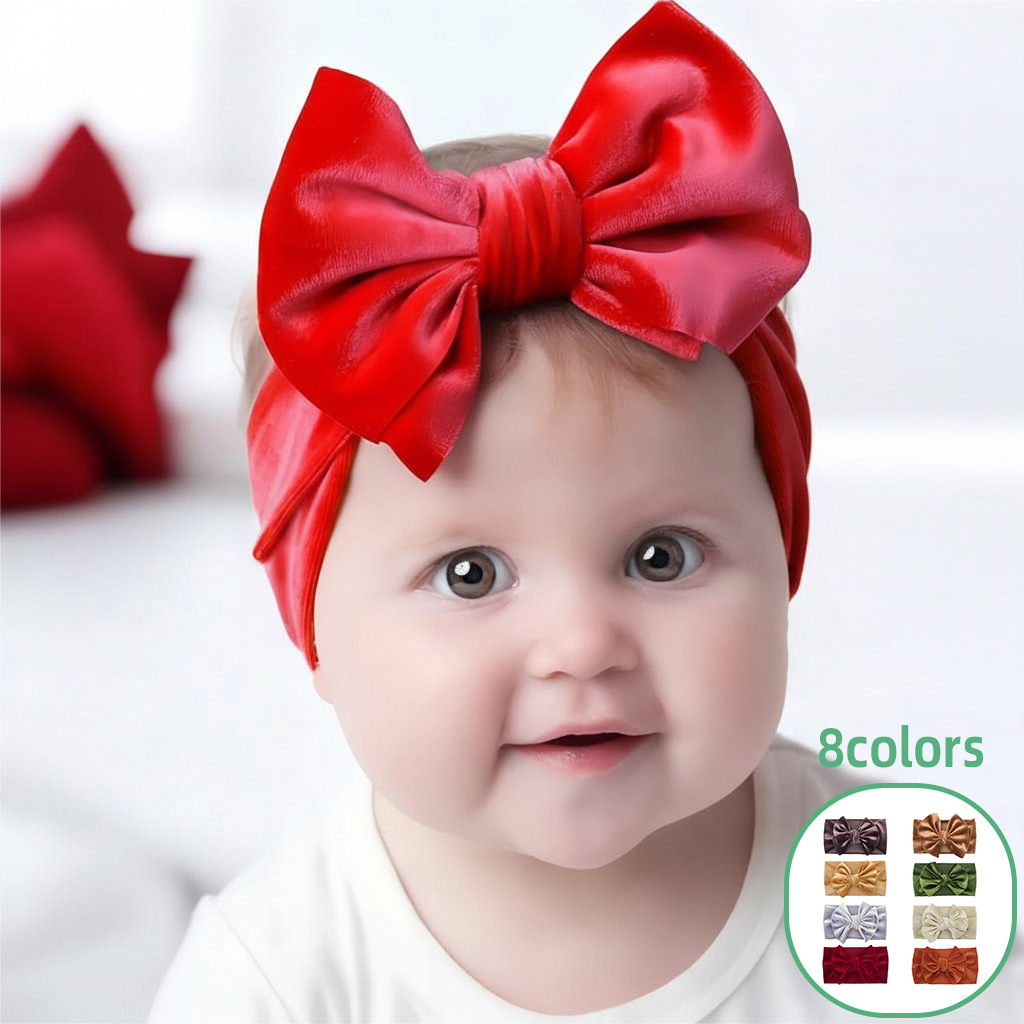 European and American New Style Children's Hair Accessories, European and American Velvet Headband with Double-Layer Bow, Baby Headband, Comfortable Baby Headband