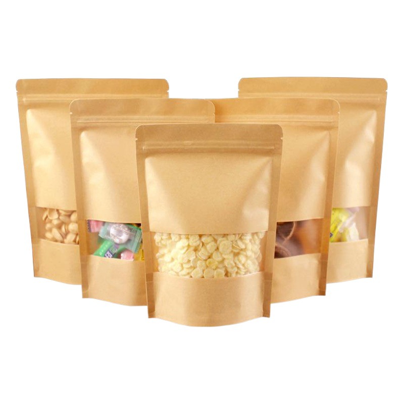 Window Kraft Paper Bag Frosted Self-Standing Ziplock Bag Food Packaging Bag Thickeneded 28 Silk/30 Silk/32 Silk Tea Bag