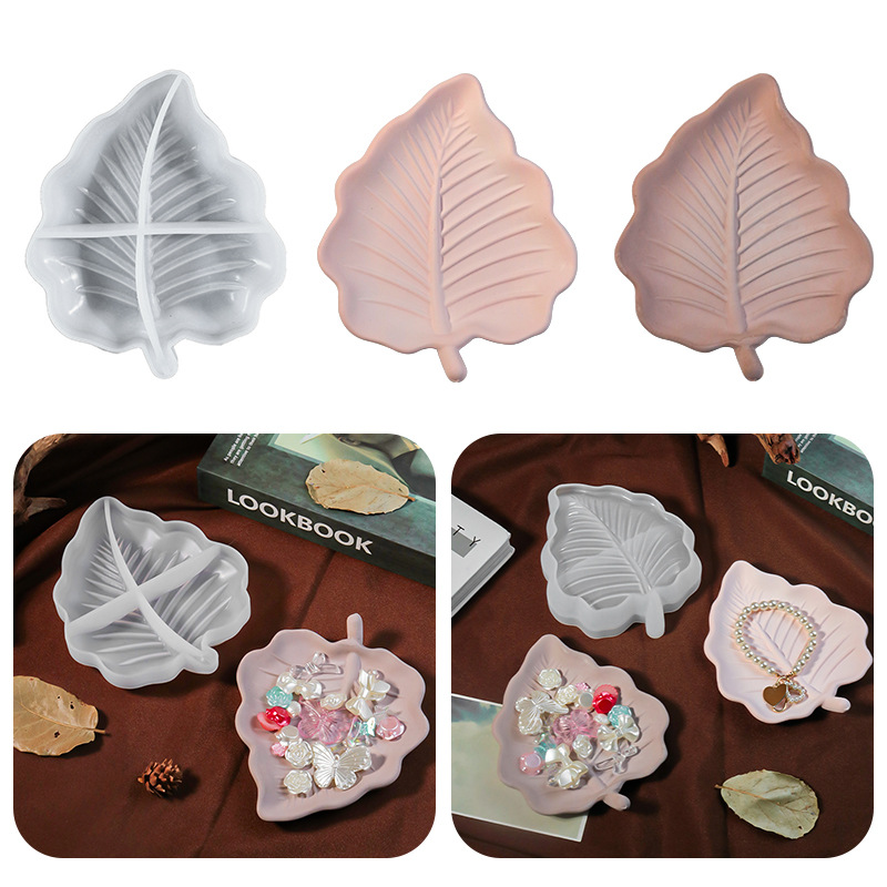 Baijiaxing diy drop mold leaf tray silicone mold gypsum resin jewelry storage fruit plate mold