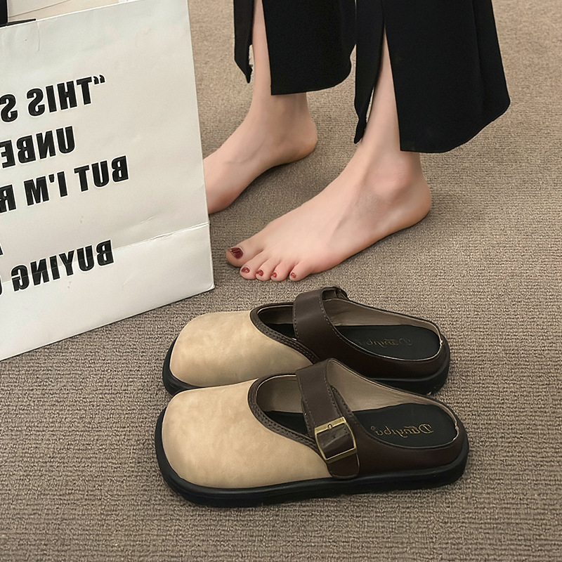 Birkenstock Slippers for Women Spring and Summer Outer Wear Wholesale New Half-Cup Women's Shoes Thick-Soled Toe Cap