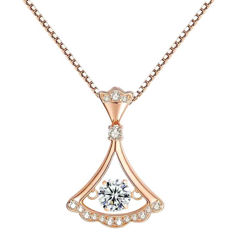 18K Fan Pendant Beating Heart Necklace Tanabata Valentine's Day to Send Girlfriend Cold Wind Smart Small Skirt Necklace