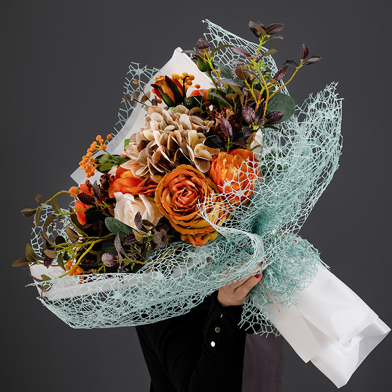 Flower Shop Package Flower Jacquard Net Wholesale Floral Round Heart Net Flower Gift Bouquet Packaging DIY Material Wrapping Paper