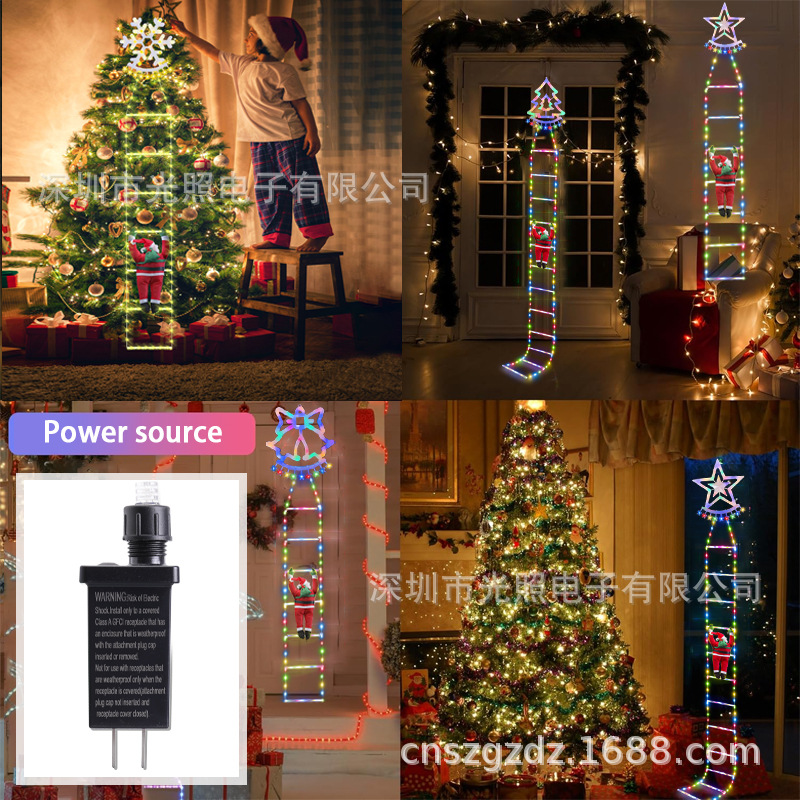 Hot sale Christmas LED stair light Santa doll ladder climbing ladder light with Christmas tree decorative light string
