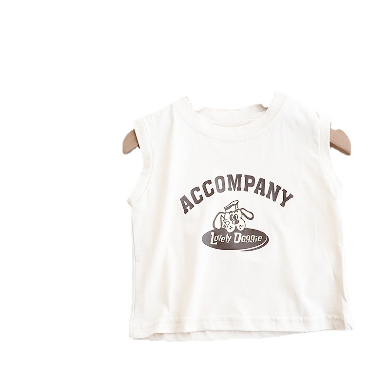 Picture of Pure Cotton Baby Kidsren's Sleeveless T-Shirt 2025 New Versatile Cartoon Animation Boys and Girls Vest Undershirt Top Summer