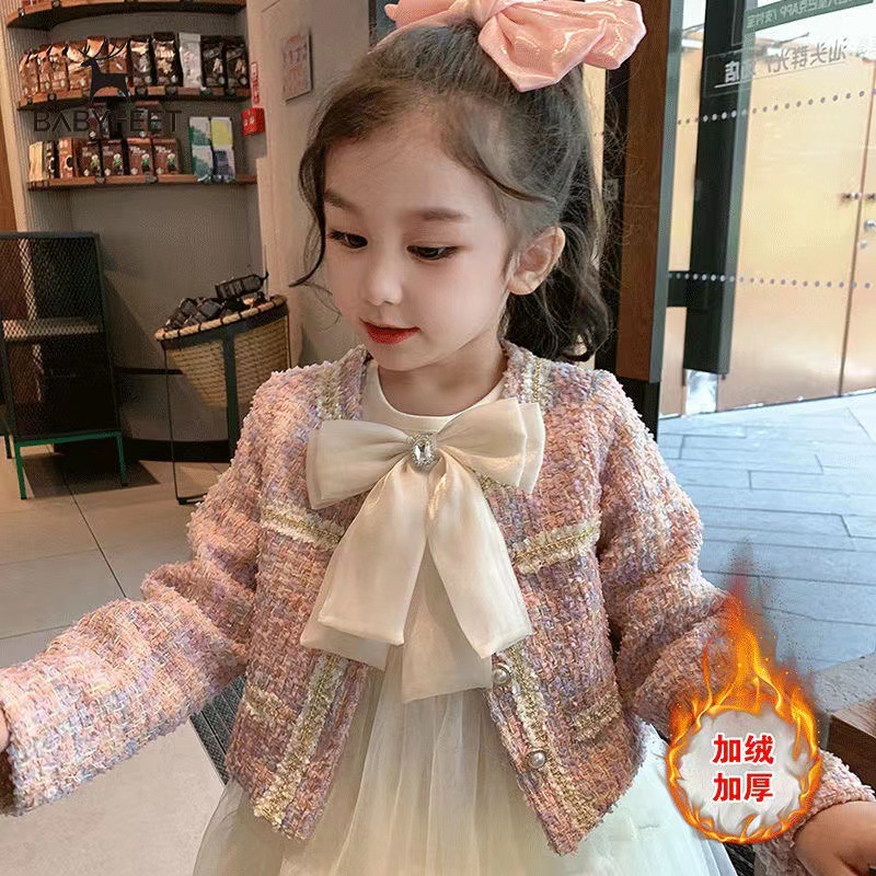 Girls' autumn and winter dress Western style children's skirt winter thickened coat Chanel style fleece-lined vest skirt suit