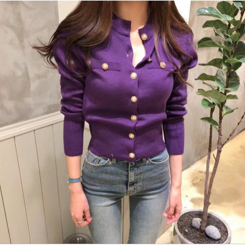 Picture of Autumn 2022 chic Korean All-match Elegant Fashion Single-breasted Knit Sweater Small Cardigan Coat Women