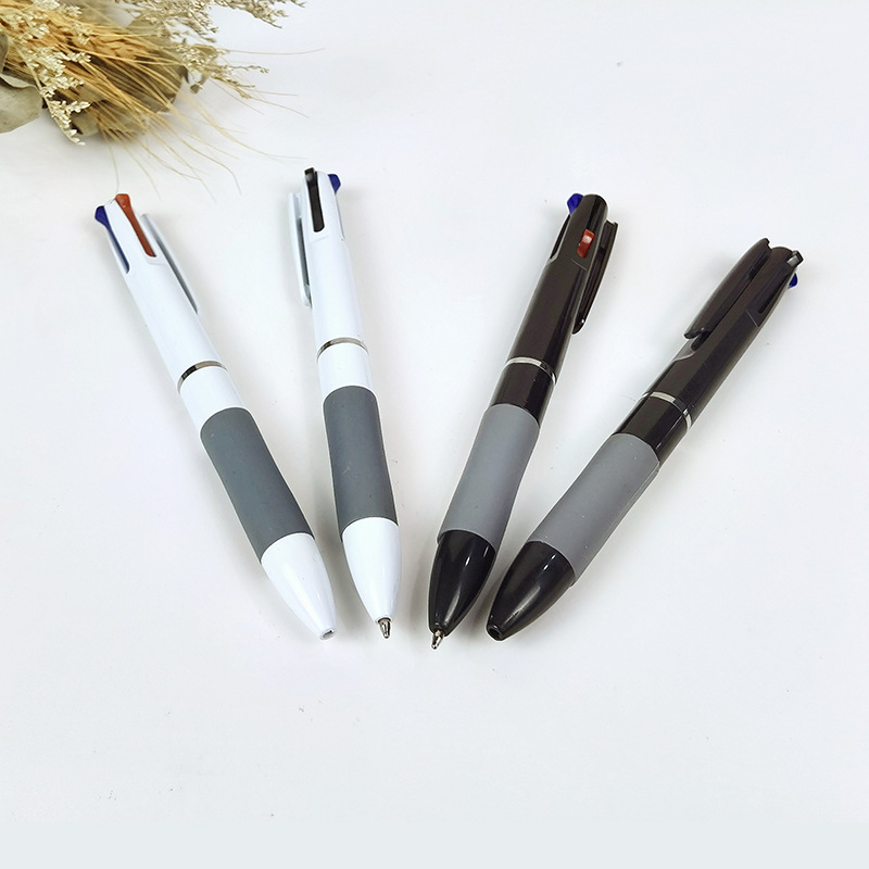 Picture of New Creative Press Three-Color One-Piece Ballpoint Pen Advertising Pen Simple and Good-Looking Press Multi-Color Ballpoint Pen Wholesale