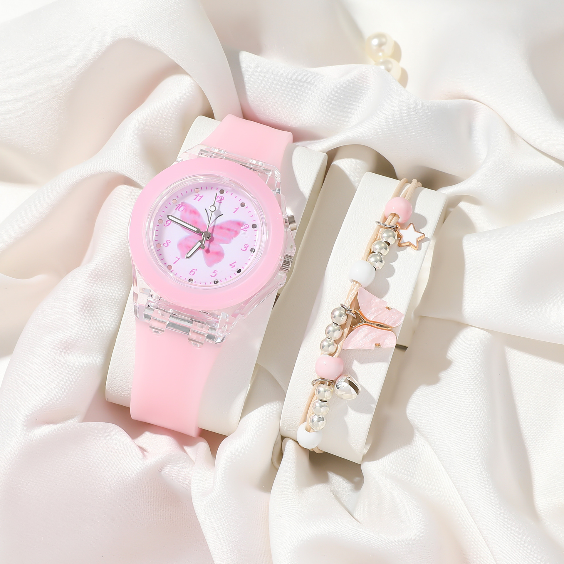 Children's Watch Kindergarten Little Girl Electronic Watch Toy Watch Rainbow Luminous Little Princess Internet Celebrity Flash Watch
