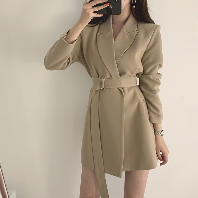 Picture of Small Blazer 2024 Spring and Autumn Mid-Length Suit with Belt Korean Style British Style Elegant Top for Women Korean Style Commuting