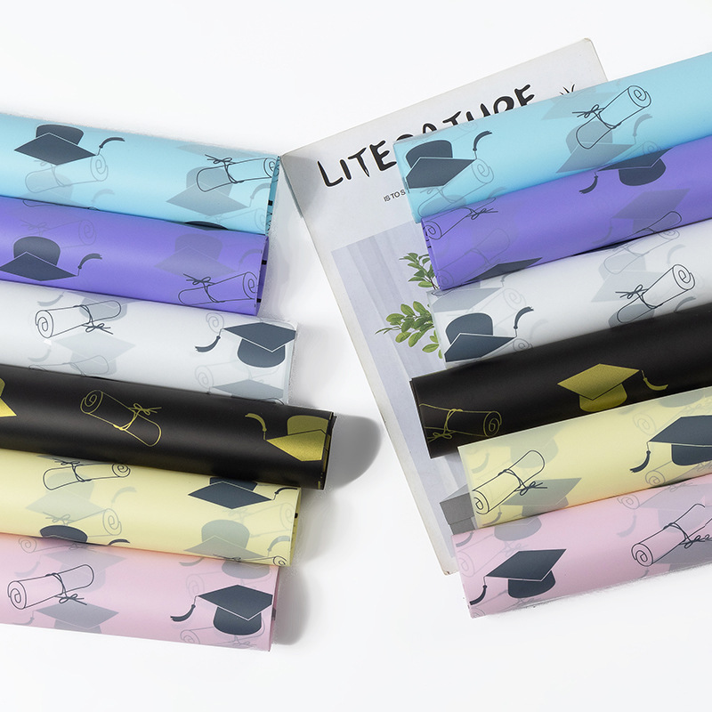 Picture of Graduation season waterproof bow book flower wrapping paper college entrance examination doctor hat bouquet wrapping paper gift flower paper 1