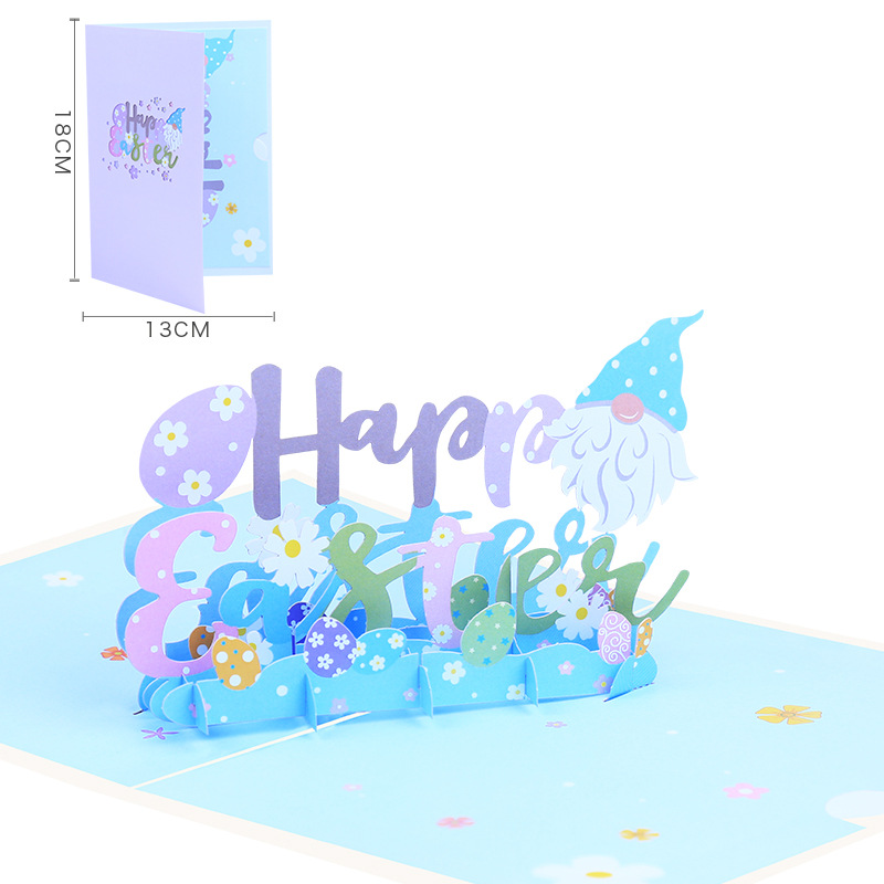 Picture of Factory supply new cross-border Easter stereo greeting card 3D holiday blessing card rabbit egg paper carving greeting card