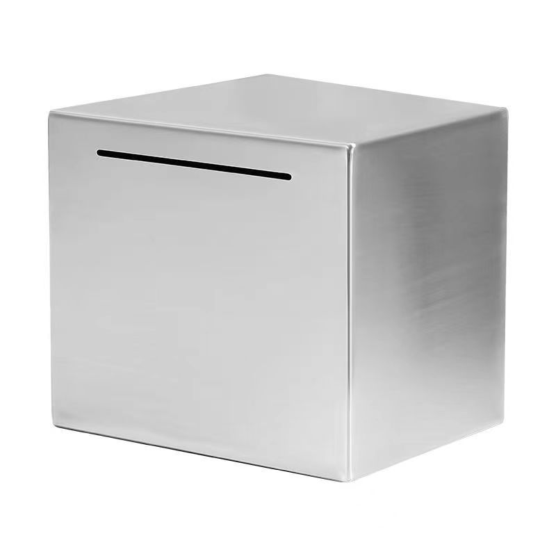 Picture of Cylindrical Stainless Steel Piggy Bank with Large Capacity, Only Deposits No Withdrawals, Student Piggy Bank, Can Only Deposit but Not Withdraw, Children's Money Box