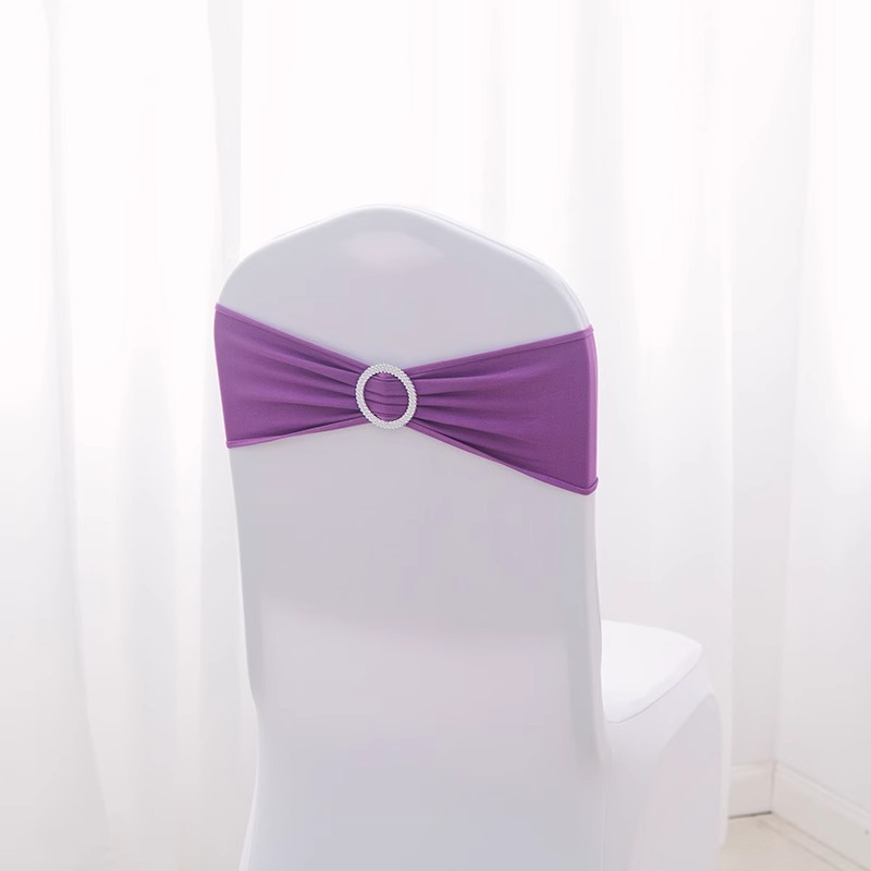Picture of Backrest Flower Stretch Chair Cover Bow Banquet Decoration Free Wedding Ribbon Wedding Hotel Ribbon Stool Strap