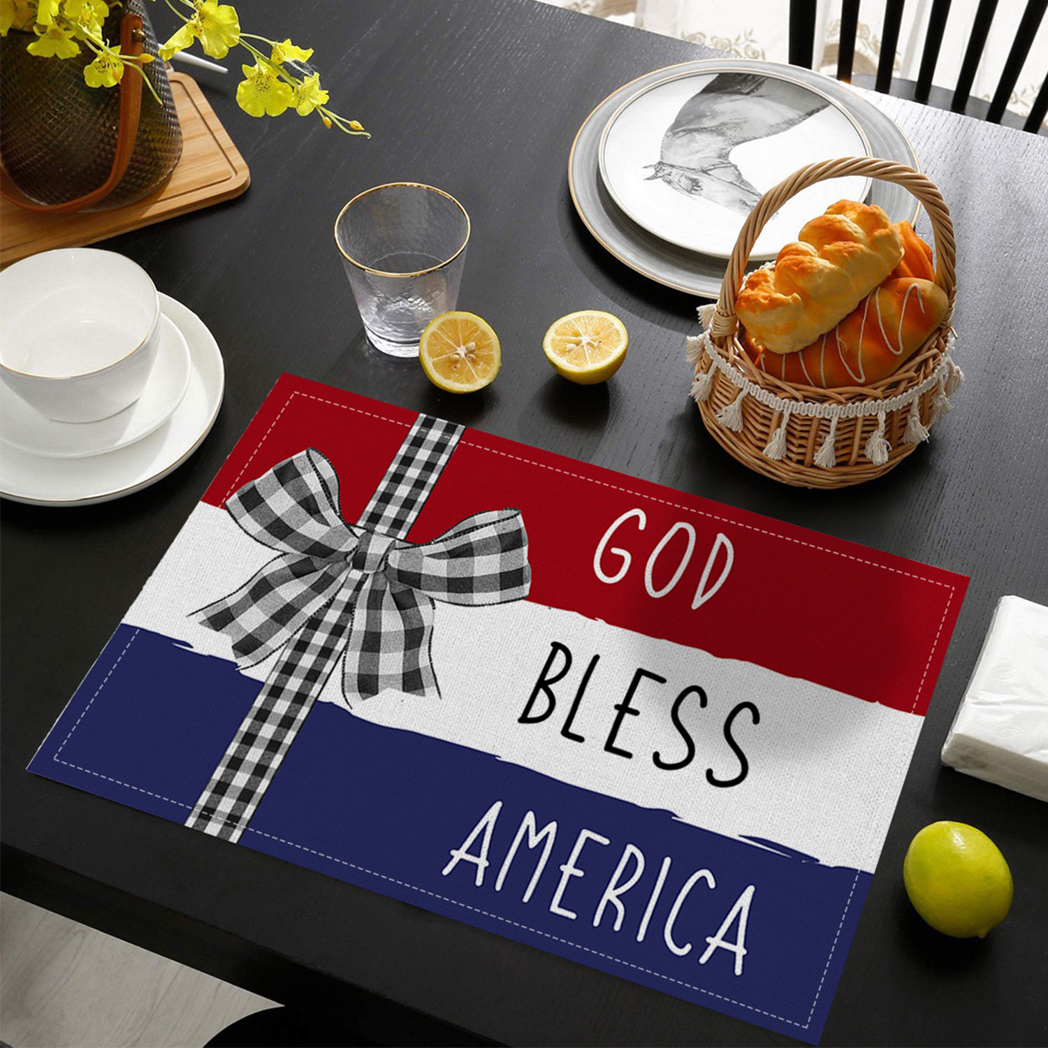 Picture of Independence Day placemat table insulation napkin waterproof household rectangular table mat anti-scald mat heat insulation mat cross-border