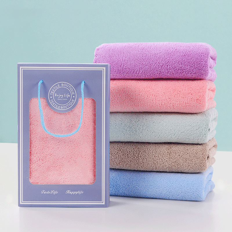 Factory wholesale coral fleece towel gift box soft absorbent wedding gift suit gift towel embroidered logo