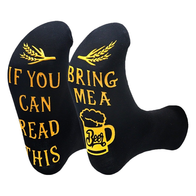in stock Cotton Trendy Socks European and American Cross-border Explosions in the Tube Beer Foot English Letter Non-slip Dispensing Casual All-match