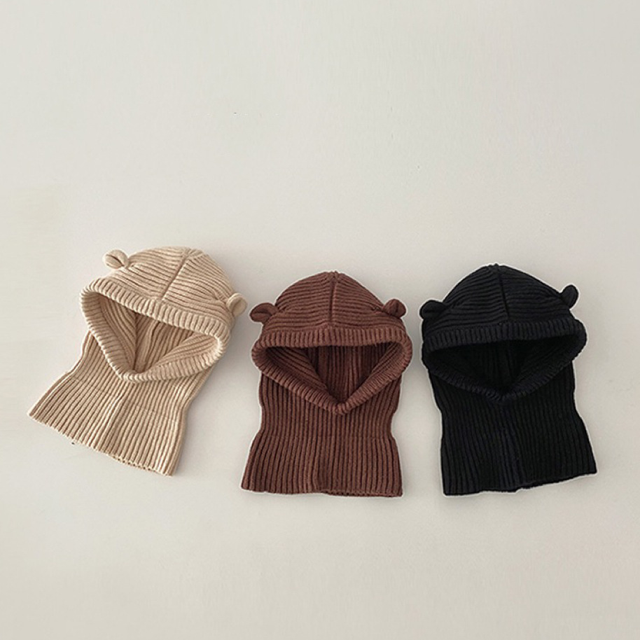 Baby Hat Scarf Integrated Knitted Ear Protection Cap Autumn and Winter South Korea Children Baby Cute Ear Shawl Cap