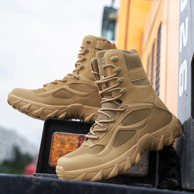 Cross-Border Large Size Military Boots High-Top Hiking Shoes Anti-Collision Ultra-Light Outdoor Mountain Jungle Desert Military Combat Boots 48