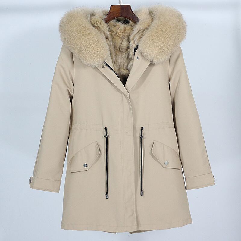 Parker Women's 2025 New Popular Fur Winter Detachable Fox Fur Liner Mid-Length Fur Outwear for Women