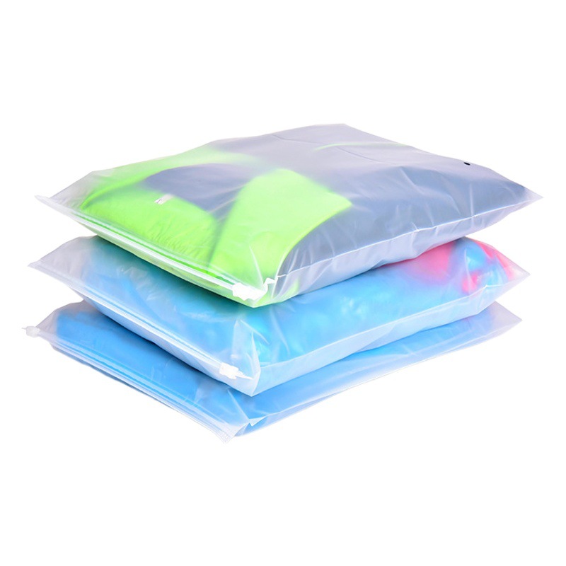 Transparent frosted zipper bag socks clothing packaging bag pe plastic self-sealing bag underwear clothes storage bag wholesale