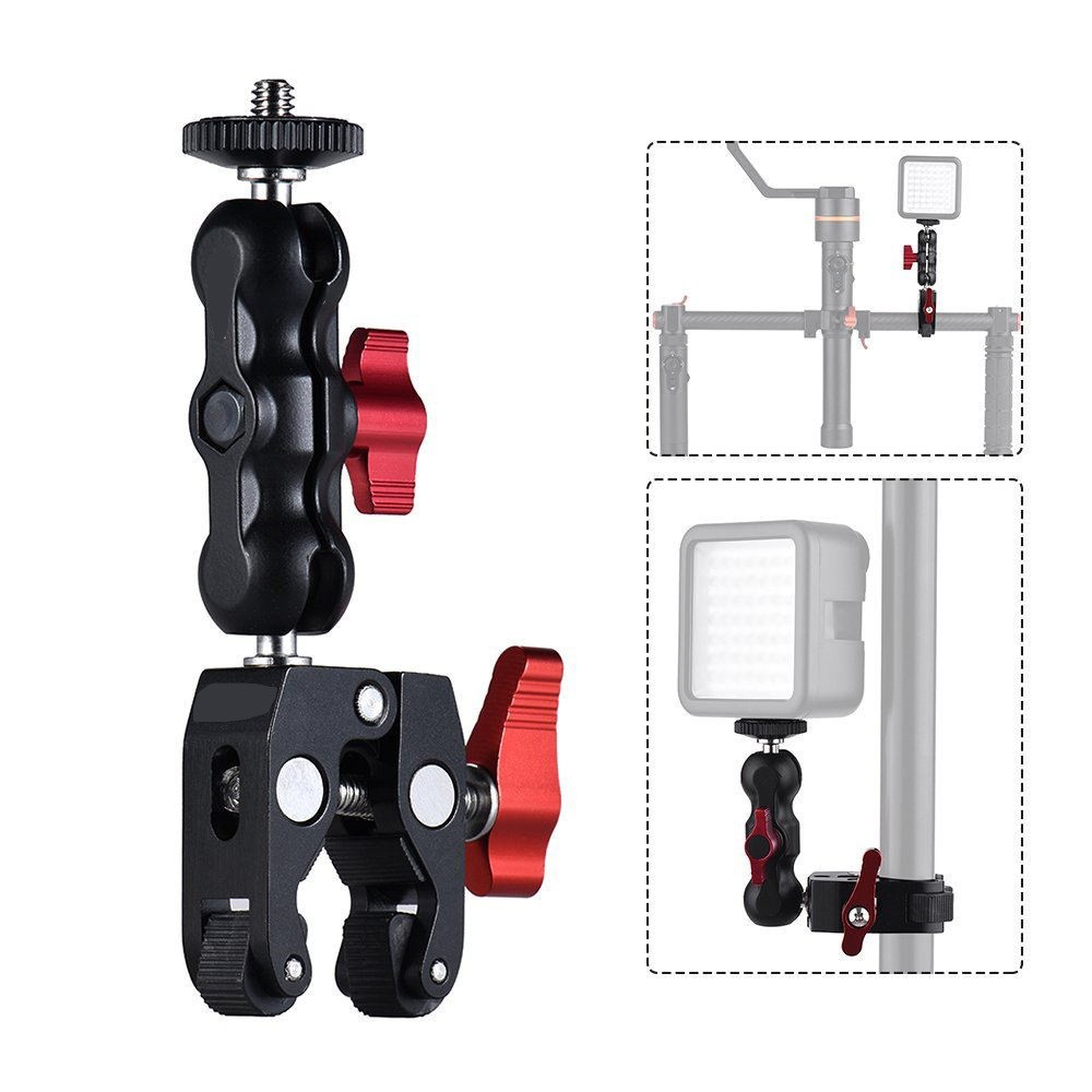 Picture of Metal Tripod Desktop Bracket Solid Metal Red Crab Clamp Fixing Clip Photography Bracket Metal Heavy Force Clip