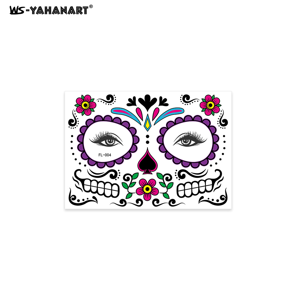 Picture of 2023 Cross-border New Halloween Funny Face Tattoo Sticker Masquerade Dead Dead Face Tattoo Sticker