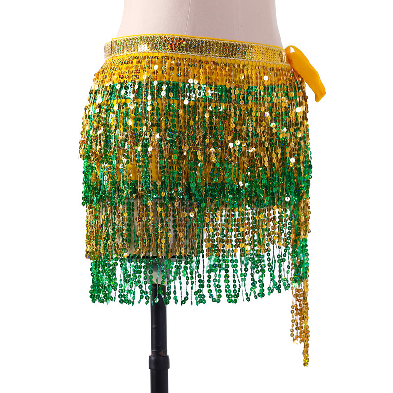 Picture of New belly dance beads waist chain 4 sequins hip towel tassel waist belt dance performance can be a generation of hair