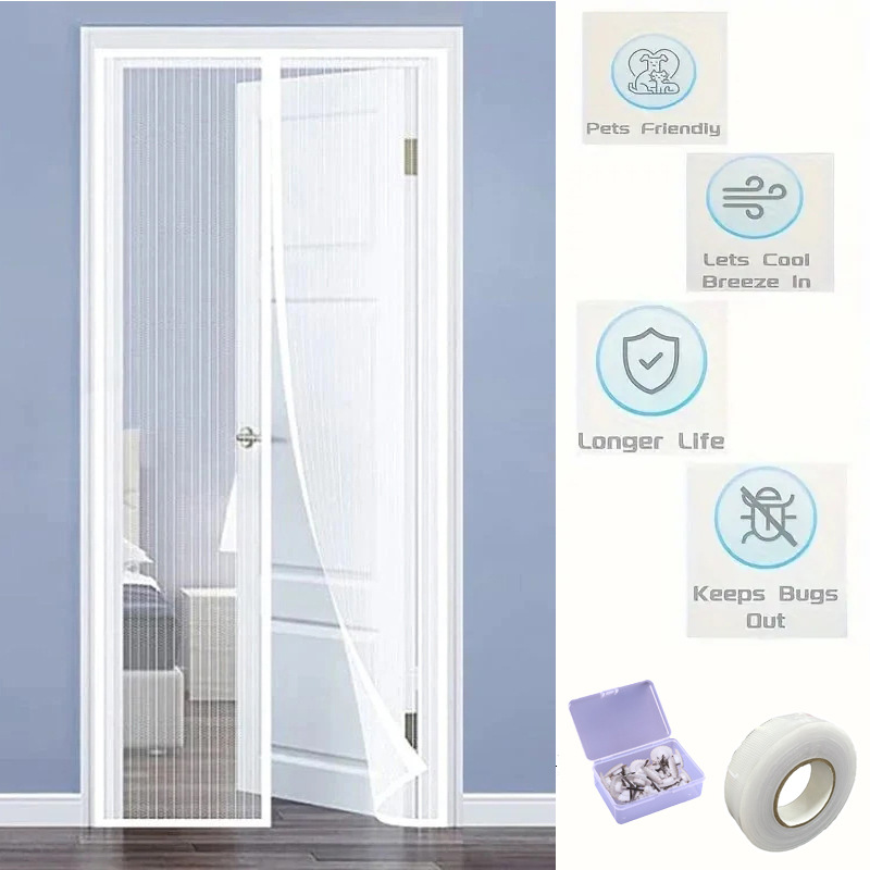 Picture of Door Curtain Magnetic Anti-mosquito Door Curtain Screen Door Window Anti-mosquito Door Curtain Punch-free Door Curtain Bedroom Shelter Curtain Door Curtain Summer
