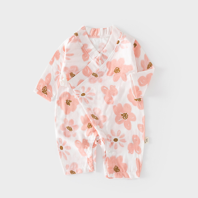 Baby's Gauze One-piece Suit Baby's Summer Ultra-thin Long-sleeved Pure Cotton Harper Children's Summer Air-conditioning Suit Newborn Climbing Suit