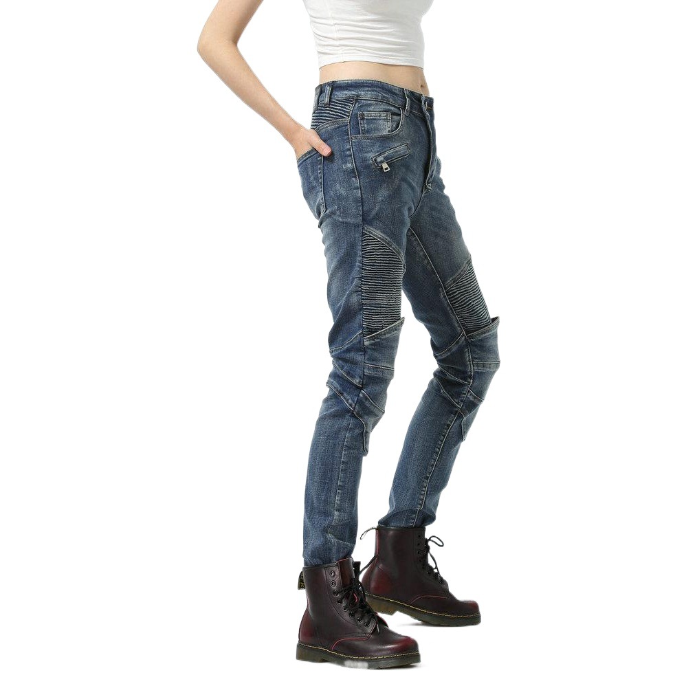 Picture of LOONG BIKER cotton casual vintage motorcycle pants motorcycle jeans motorcycle racing cycling pants for women