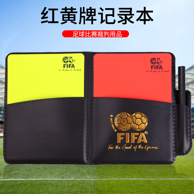 Picture of Football Thickened Red and Yellow Card Record Book Red and Yellow Card Referee Tool with Leather Holster Recording Paper Pencil for Referee