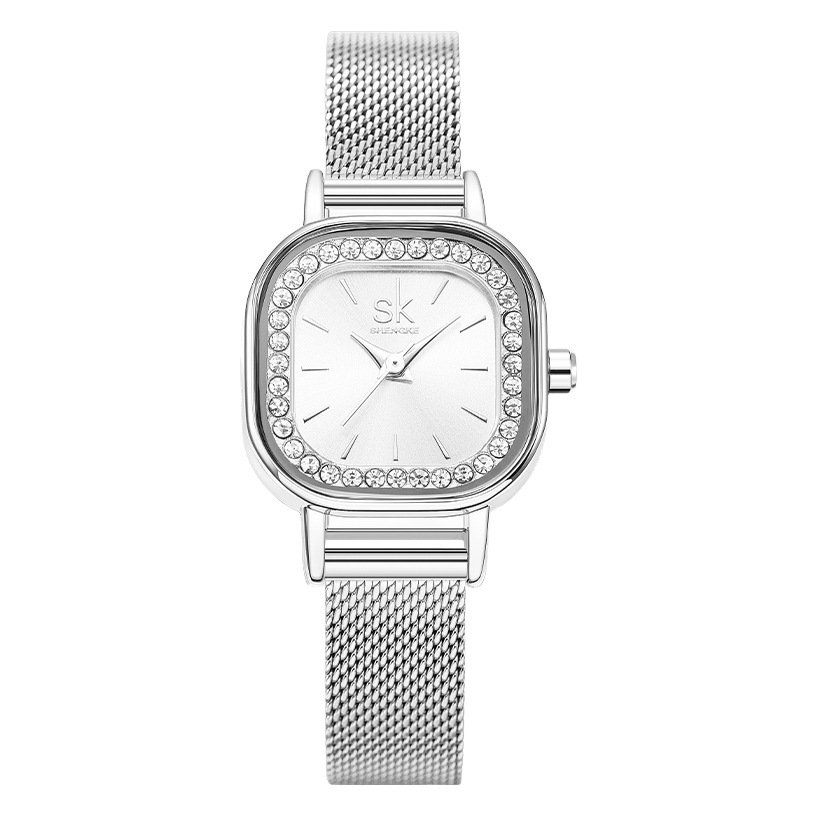 SK Women's Watch Women's Small Diamond-encrusted Light Luxury Small Square Watch Rihui Pattern Dial Waterproof Quartz Watch Women's 0170 Watch
