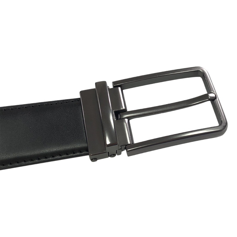 Genuine Leather Belt Men's Business Trouser Belt Gift Wholesale Double-Sided Two-Layer Cowhide Guangzhou Pin Buckle Belt