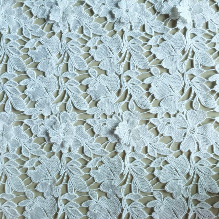 Shantou Factory Milk Silk Water Soluble Lace Clothing Embroidered Full Lace Fabric Water Soluble Milk Silk Lace