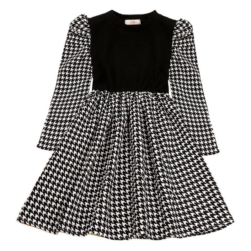 Girls' dress Foreign Trade Children's Wear 2025 Spring New College Style Children's British Style Plaid Long Sleeve Princess Dress