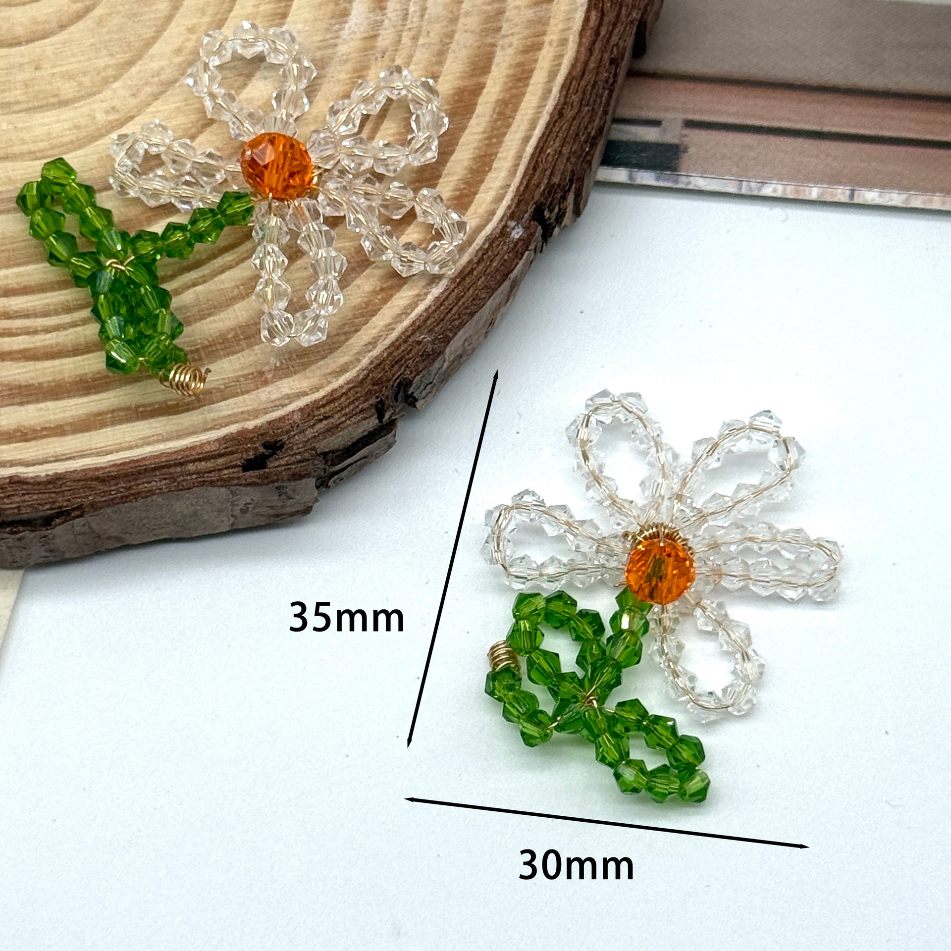 Picture of Handmade DIY woven sunflower flower semi-finished earrings, hair accessories, bags, pendants, accessories