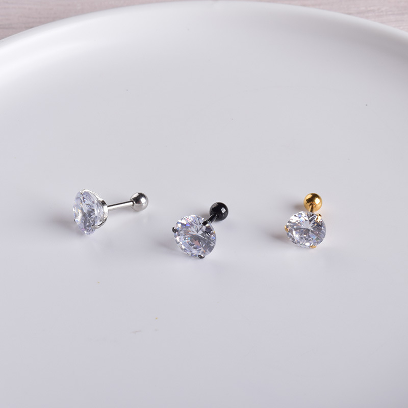 Picture of Round white diamond zircon earrings for men and women fashion Korean style earrings tide foreign trade ebay AliExpress earrings wholesale