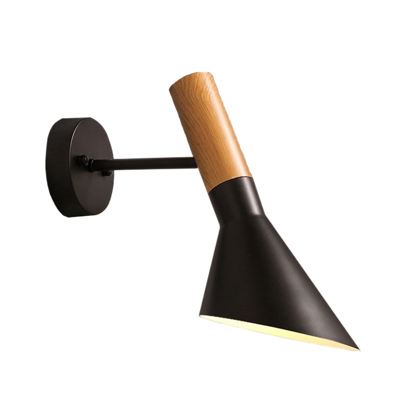 Nordic simple wrought iron wood color Post-modern personality living room bathroom bedroom bedside LOFT retro wall lamp