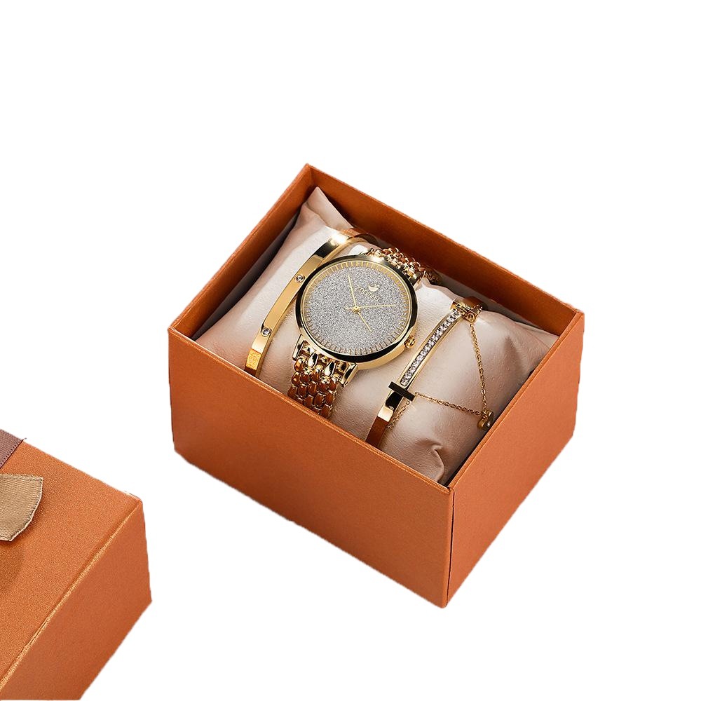 ZONMFEI brand exquisite frosted star steel band watch fashion diamond bracelet watch combination 3 piece set