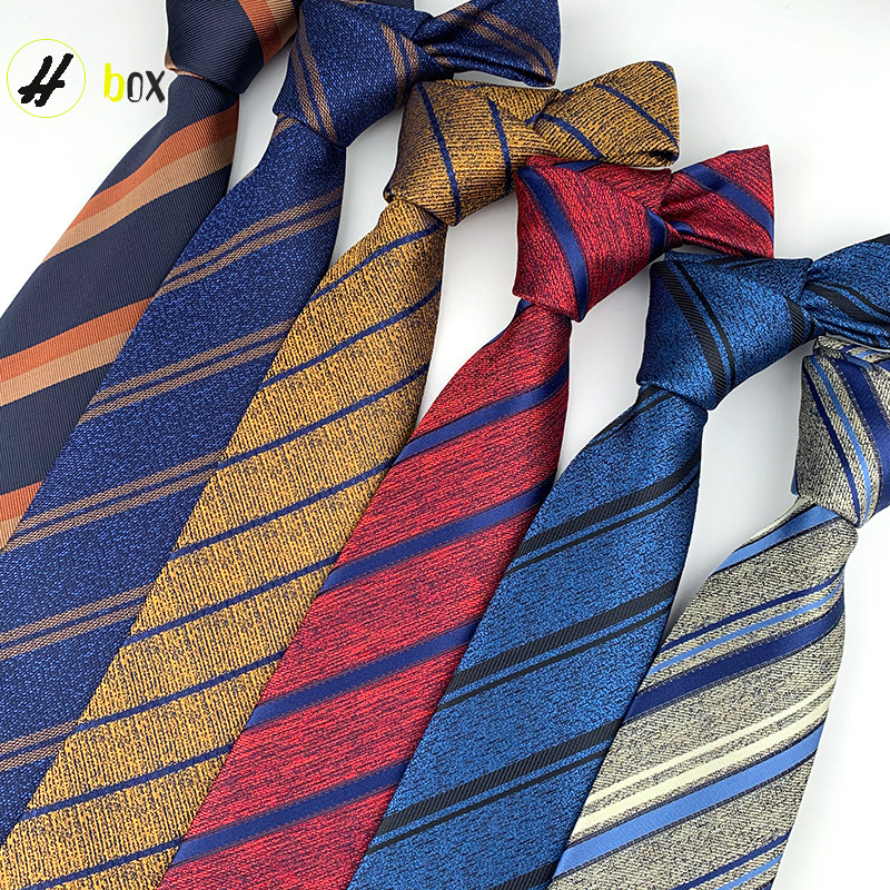 8cm hand tie polyester yarn-dyed men's formal wear striped professional business suit accessories manufacturers in stock wholesale