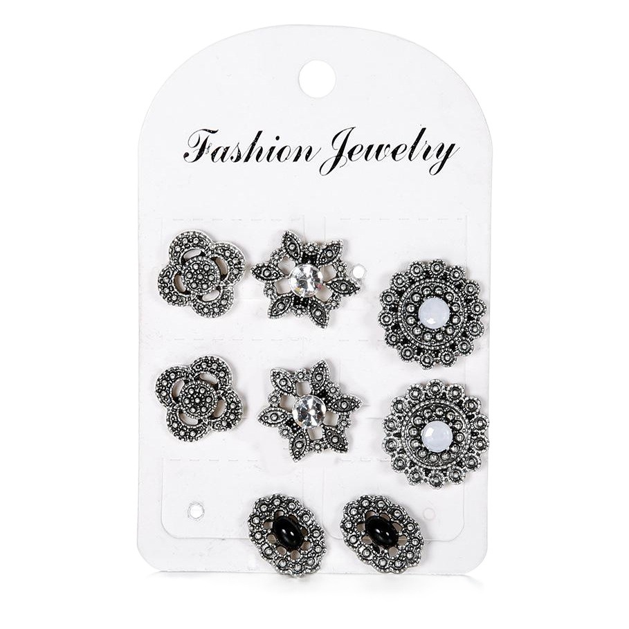 Cross-Border E-Commerce Aliexpress Wish Popular Opal Flower 4-Piece Retro Earrings Set