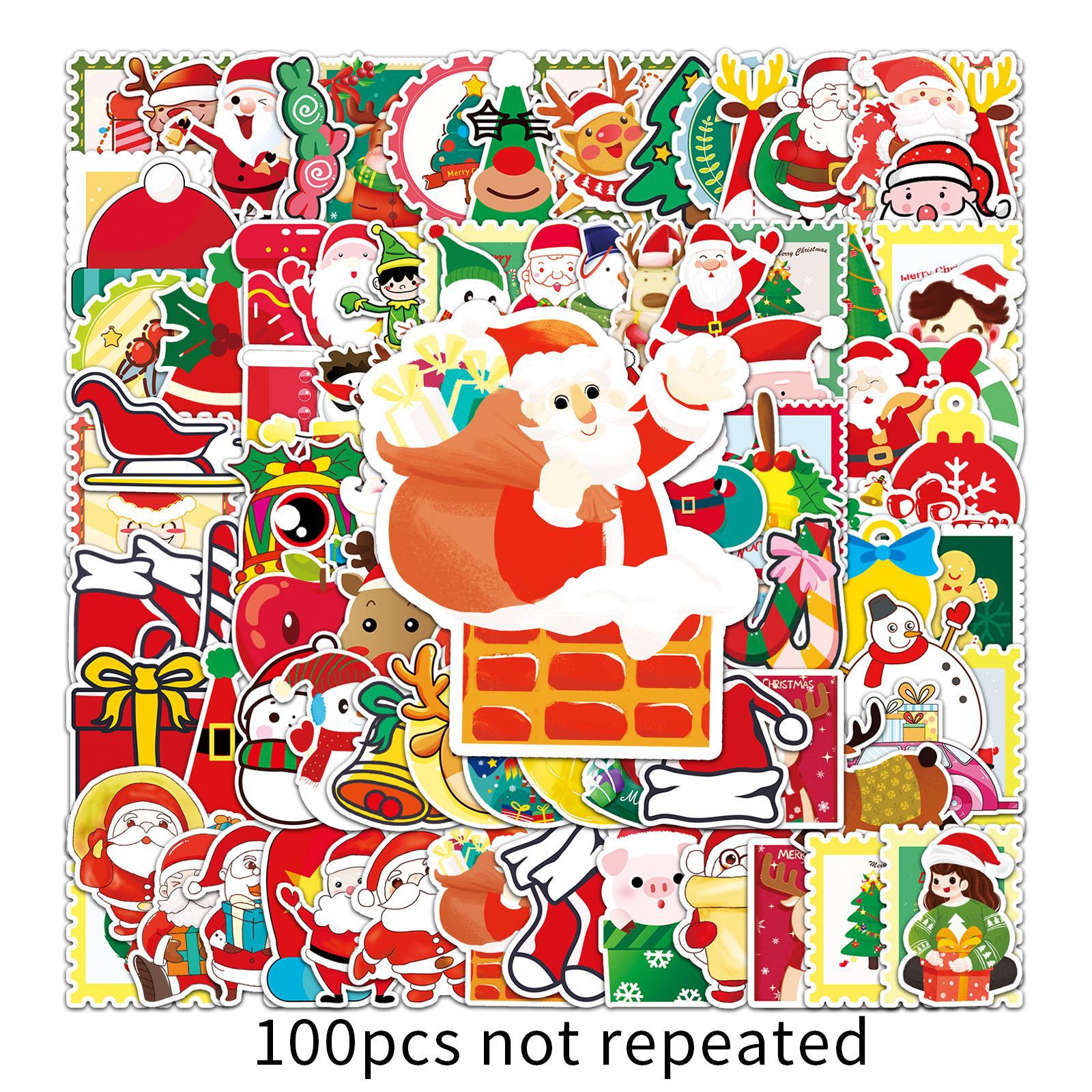 Picture of 100 Christmas Graffiti Cross-border Personality Holiday Creative Goo Card DIY Water Cup Skateboard Luggage Sticker Waterproof