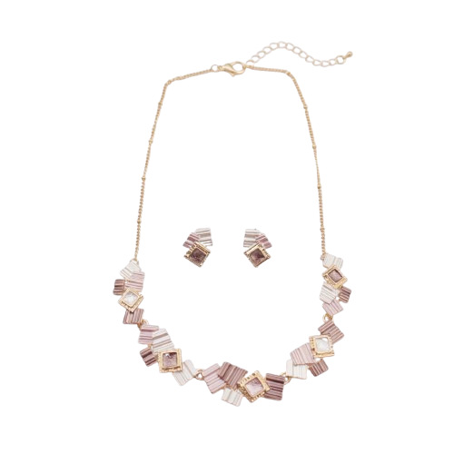Picture of Cross-border New Color Painting Oil Geometric Square Earrings Necklace suit Creative Personality Ladies Square Necklace