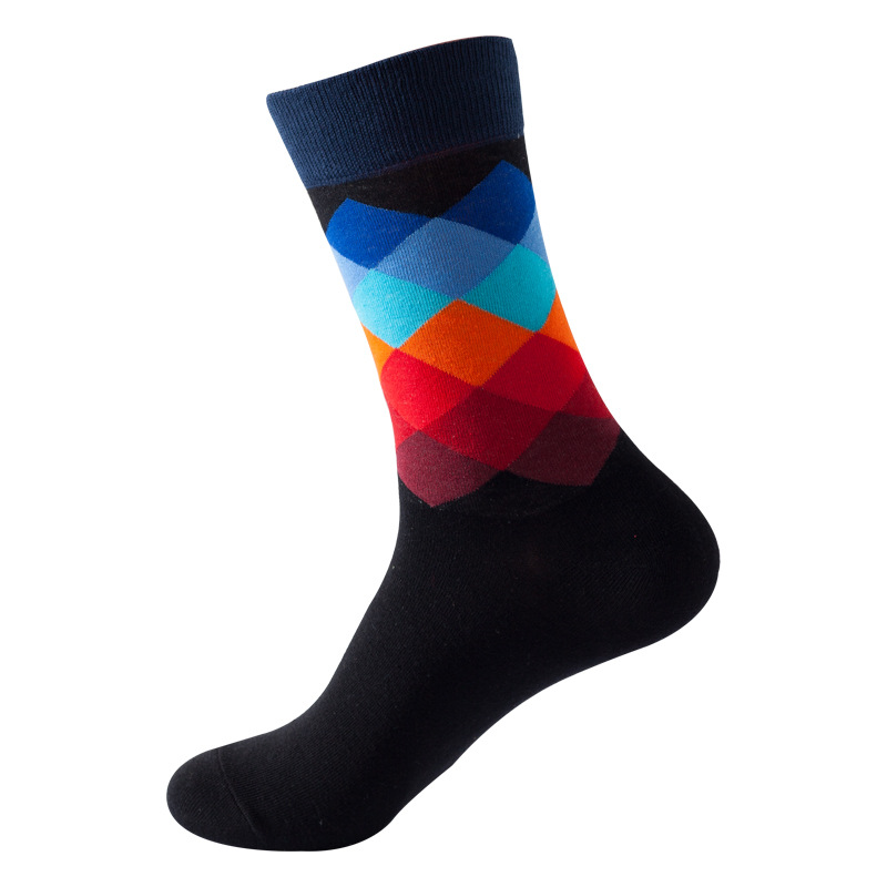 Picture of European and American Ins Style Mid-Calf Socks for Women Amazon Trendy Socks Supply Diamond Pattern Fashion Trendy Socks Wholesale in Stock