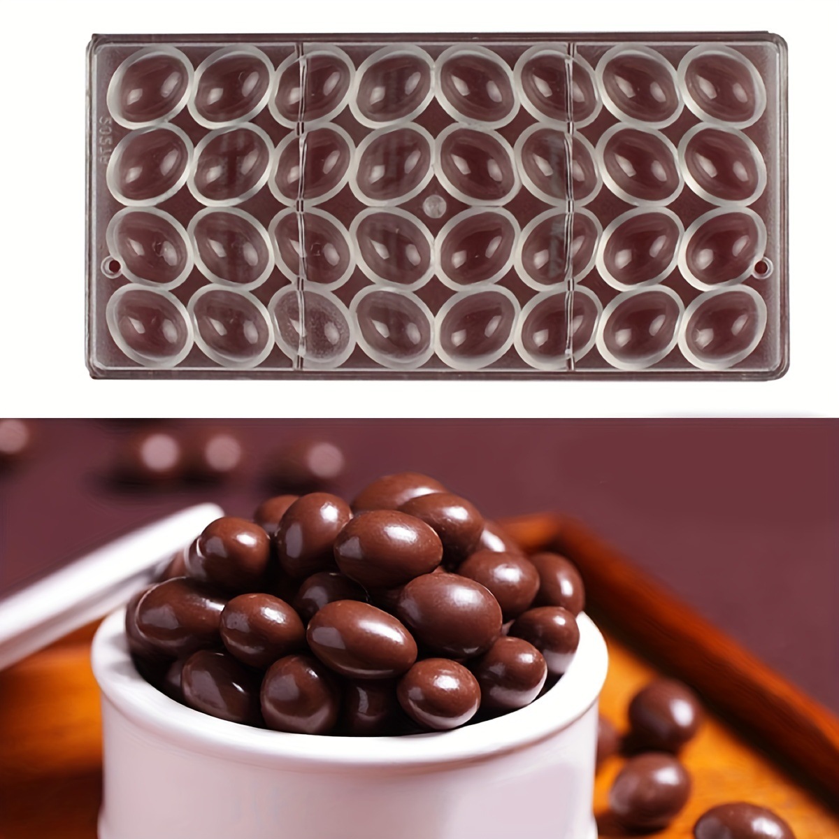 Chocolate mold conjoined row plastic polycarbonate egg mold multi-compartment transparent chocolate baking mold