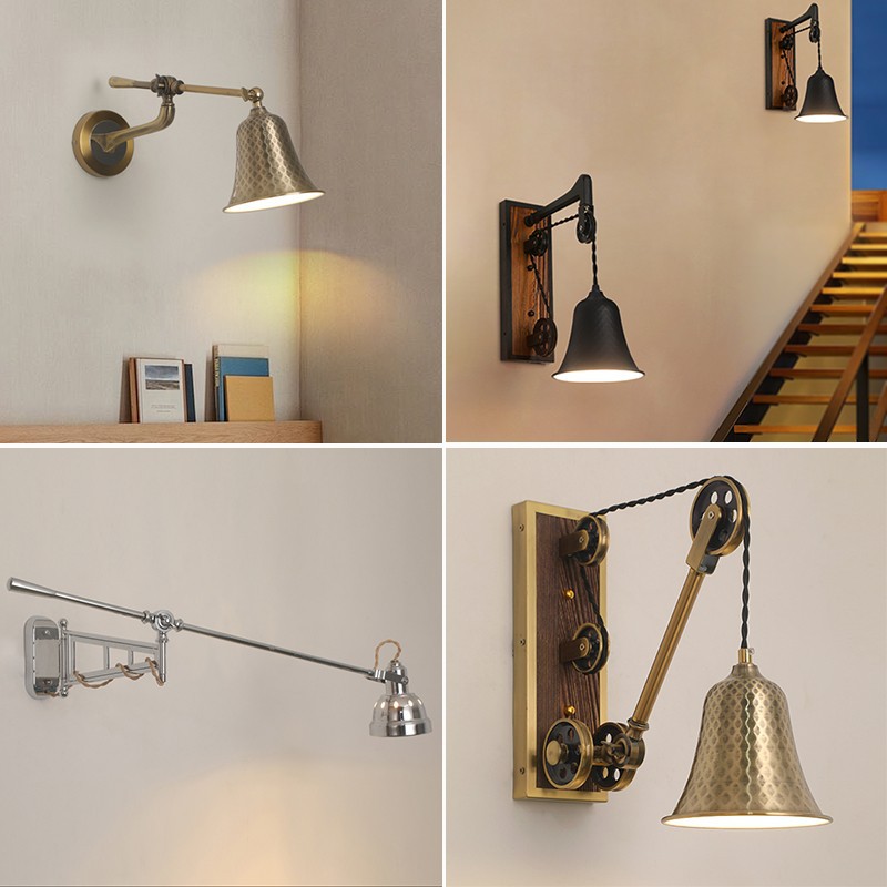 Industrial Style Designer Chrome Wall Lamp Creative Bar Restaurant Restaurant Dining Table Lamp Bedroom Study Studio Wall Lamp