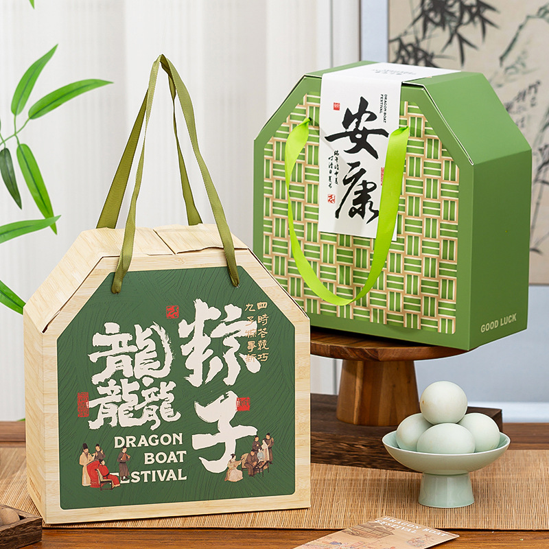 2024 Dragon Boat Festival Zongzi Corrugated Packaging Box High-grade Duck Egg Native Product Gift Empty Box Thickened Big Octagonal